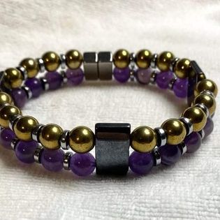 Amethyst and Gold Hematite Bracelet