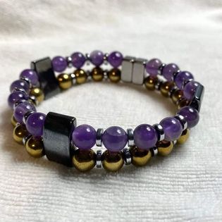 Amethyst and Gold Hematite Bracelet