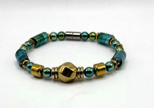 Green and Gold Hematite with Magnetic Clasp