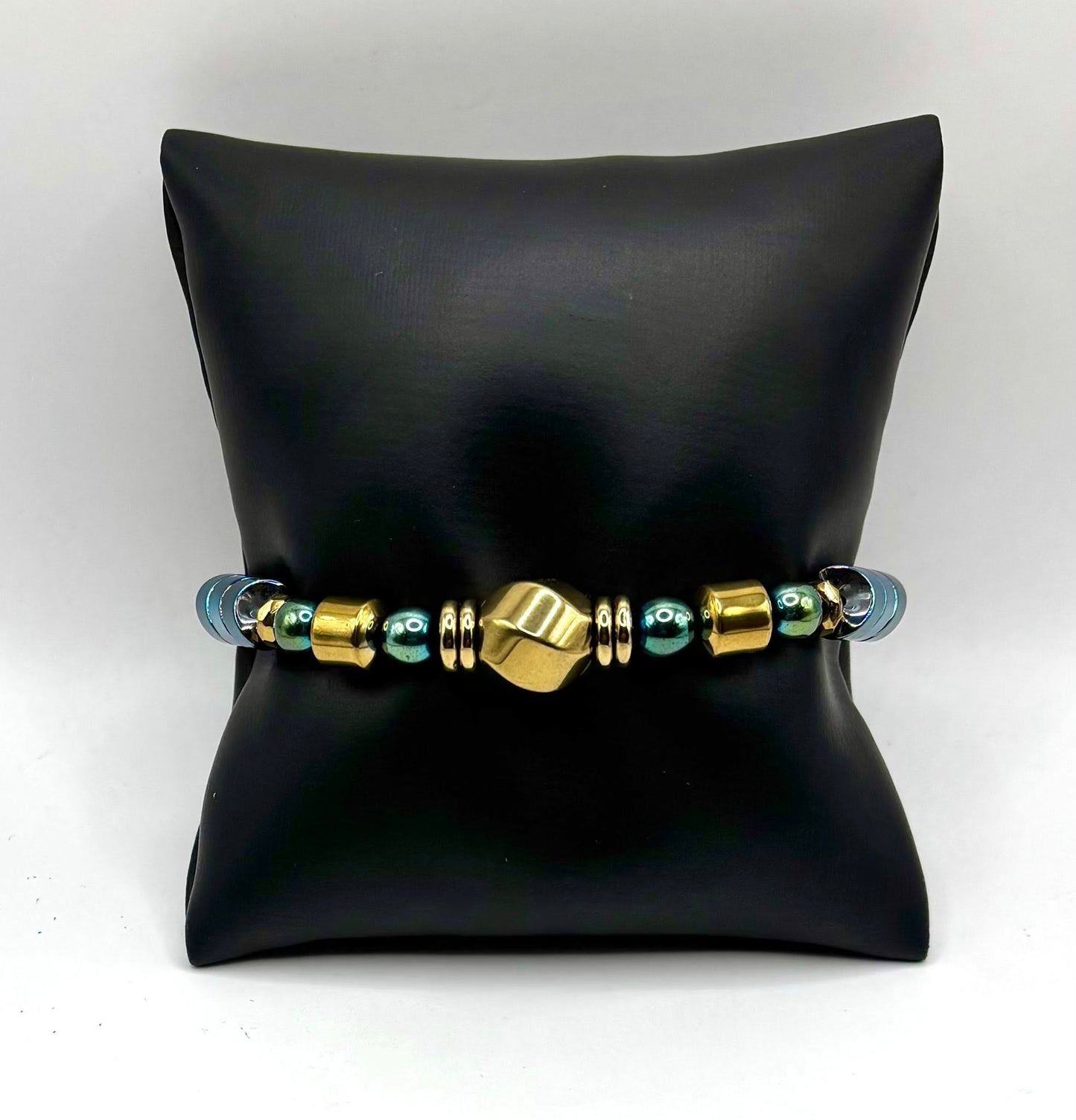 Green and Gold Hematite with Magnetic Clasp