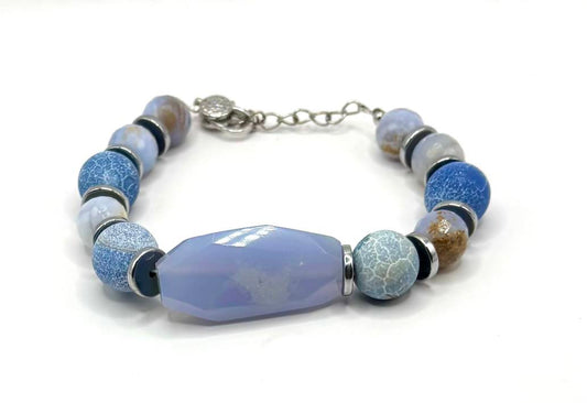 Blue Agate Bracelet  - Fits 7 to 8.5 inches