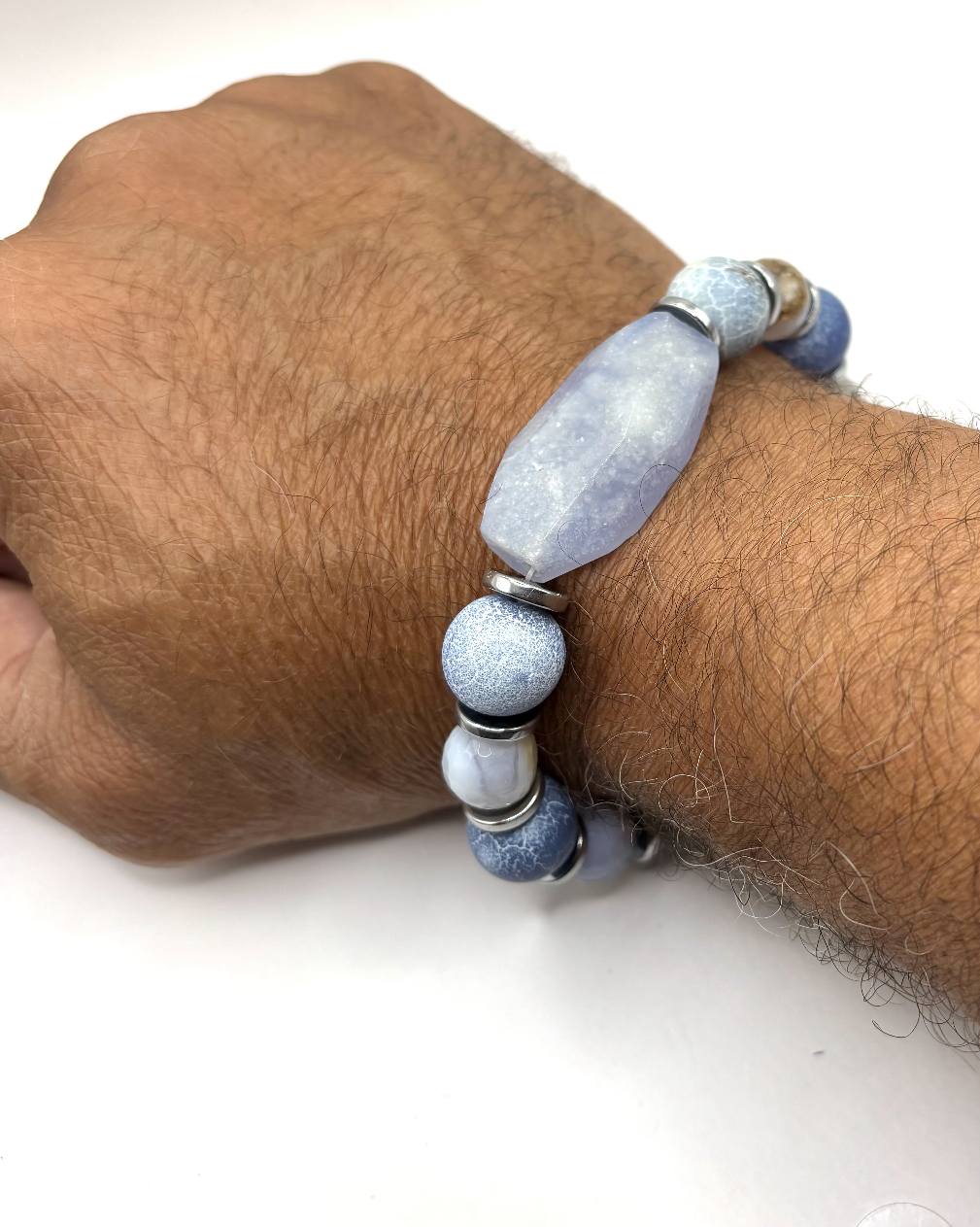 Blue Agate Bracelet  - Fits 7 to 8.5 inches