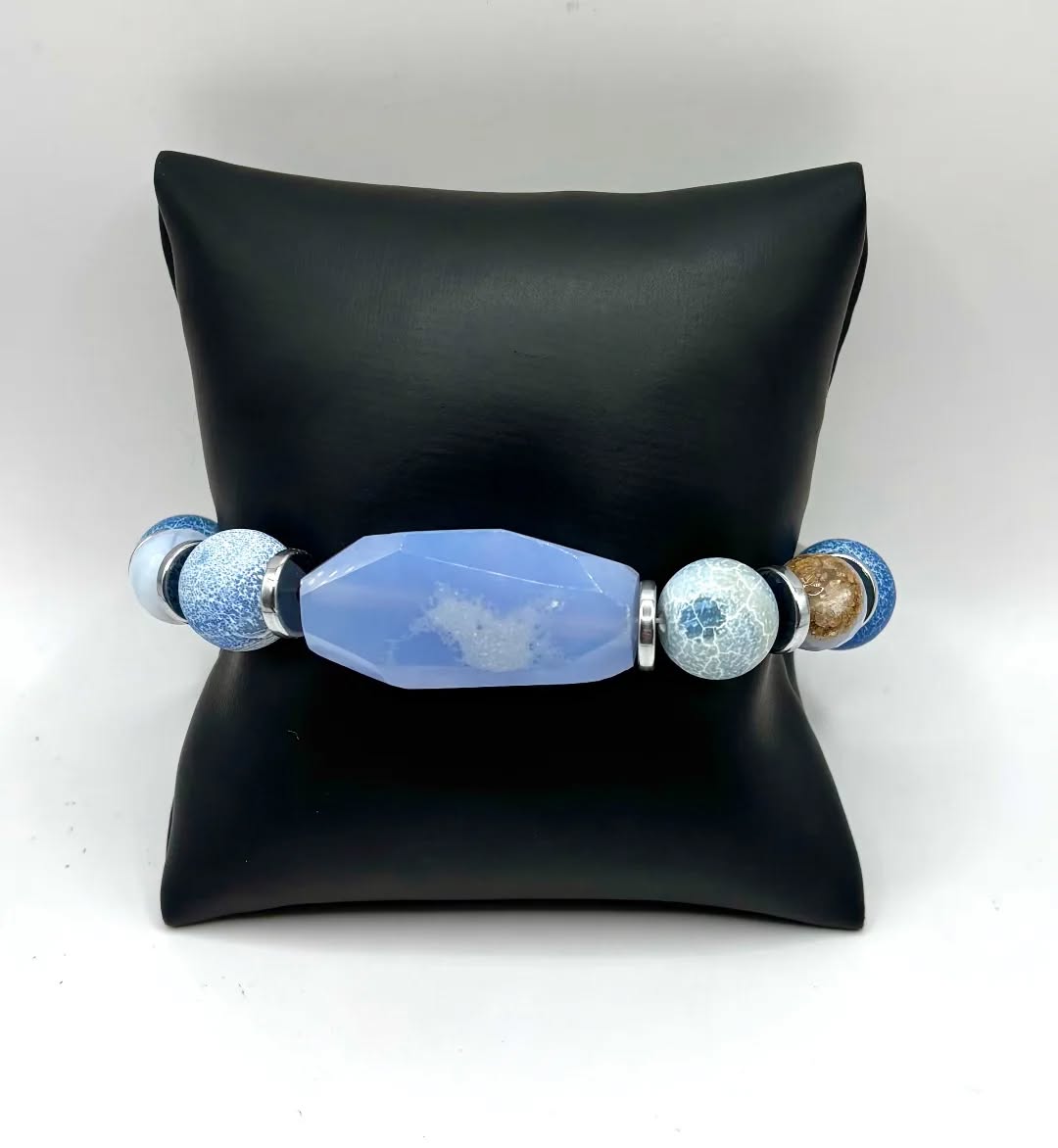 Blue Agate Bracelet  - Fits 7 to 8.5 inches