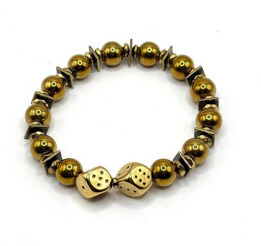High Roller Gold Hematite with Dice