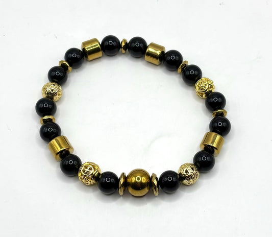 Black Onyx and Gold Hematite
