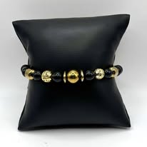 Black Onyx and Gold Hematite