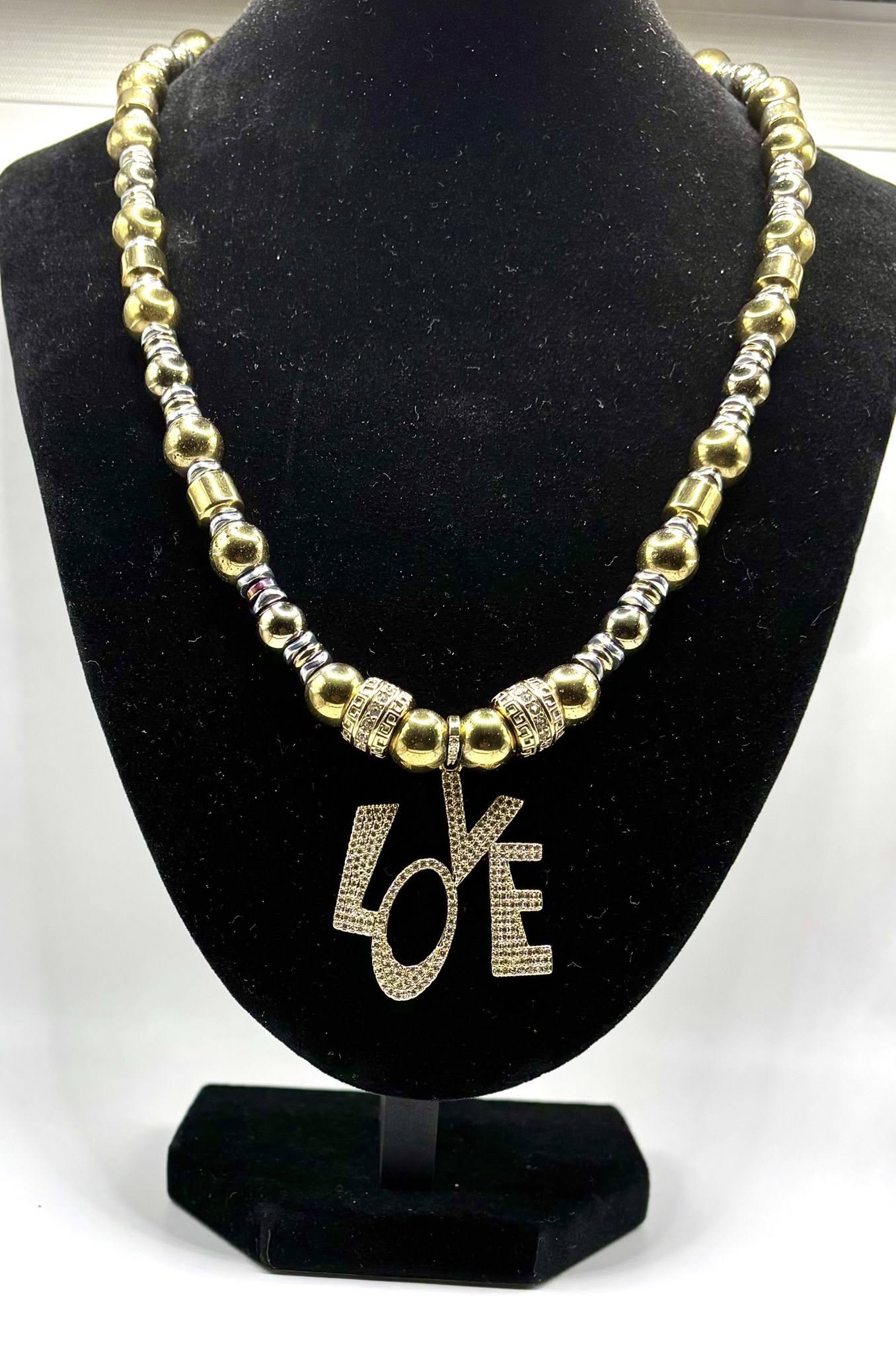 Gold & Silver LOVE Necklace – Shine, Confidence & Joy