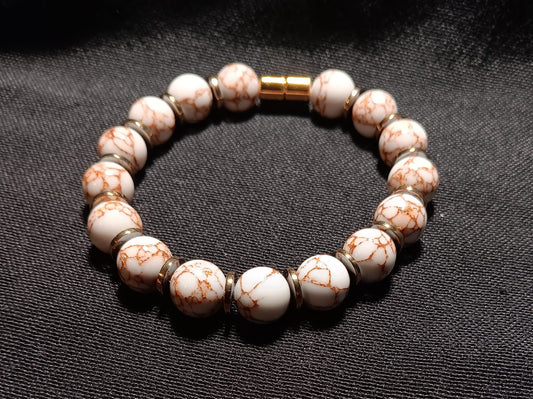White Howlite Spun Gold plated loose stone