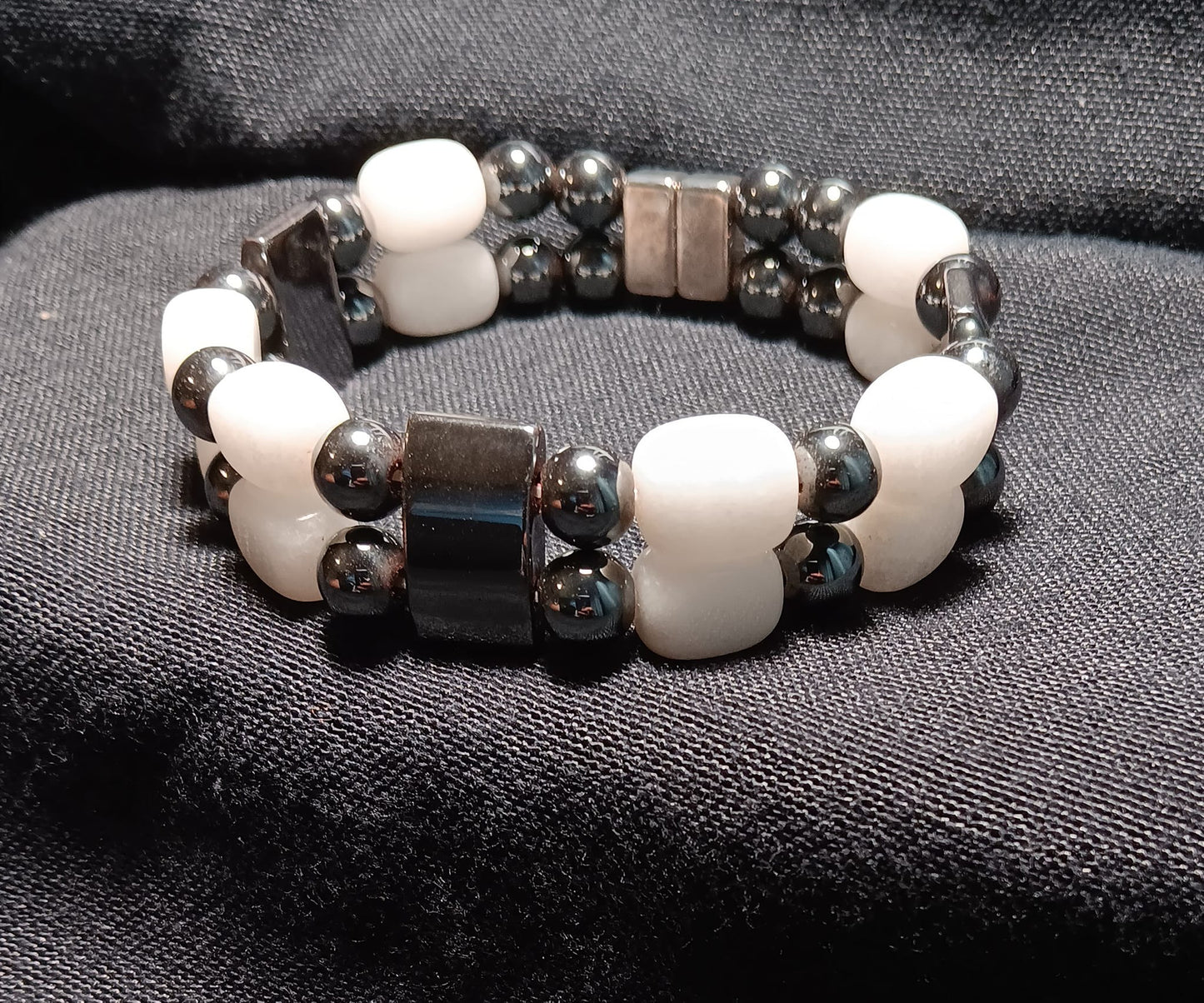 White Jade and Hematite Bracelet