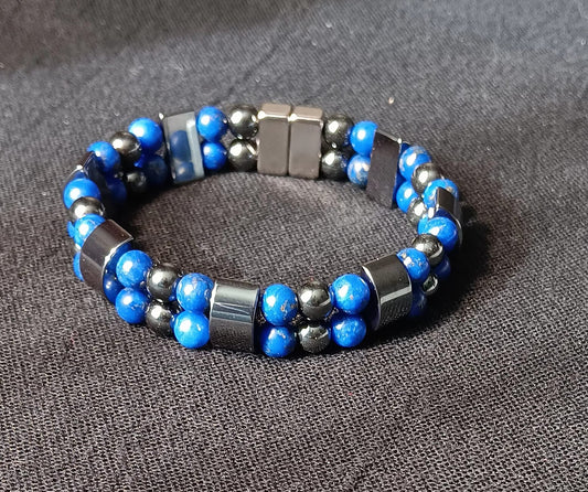 6mm Blue Beaded and Hematite Lifestyle Bracelet