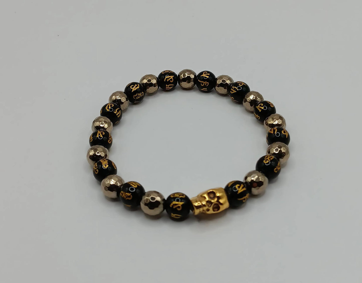 Hematite Gold and Black Skull