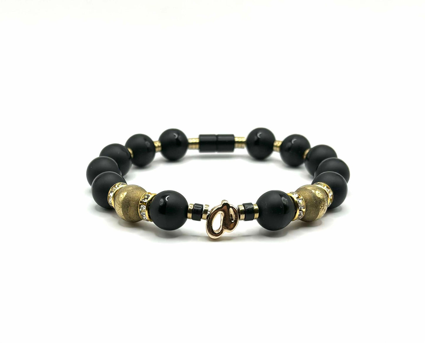 Matte Black Onyx and Antique Gold