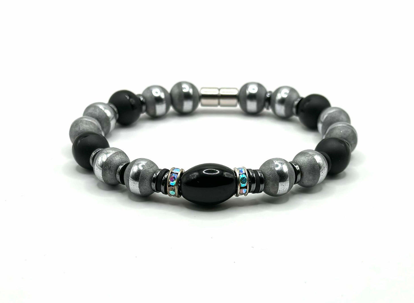 Matte Black Onyx and Silver 10mm