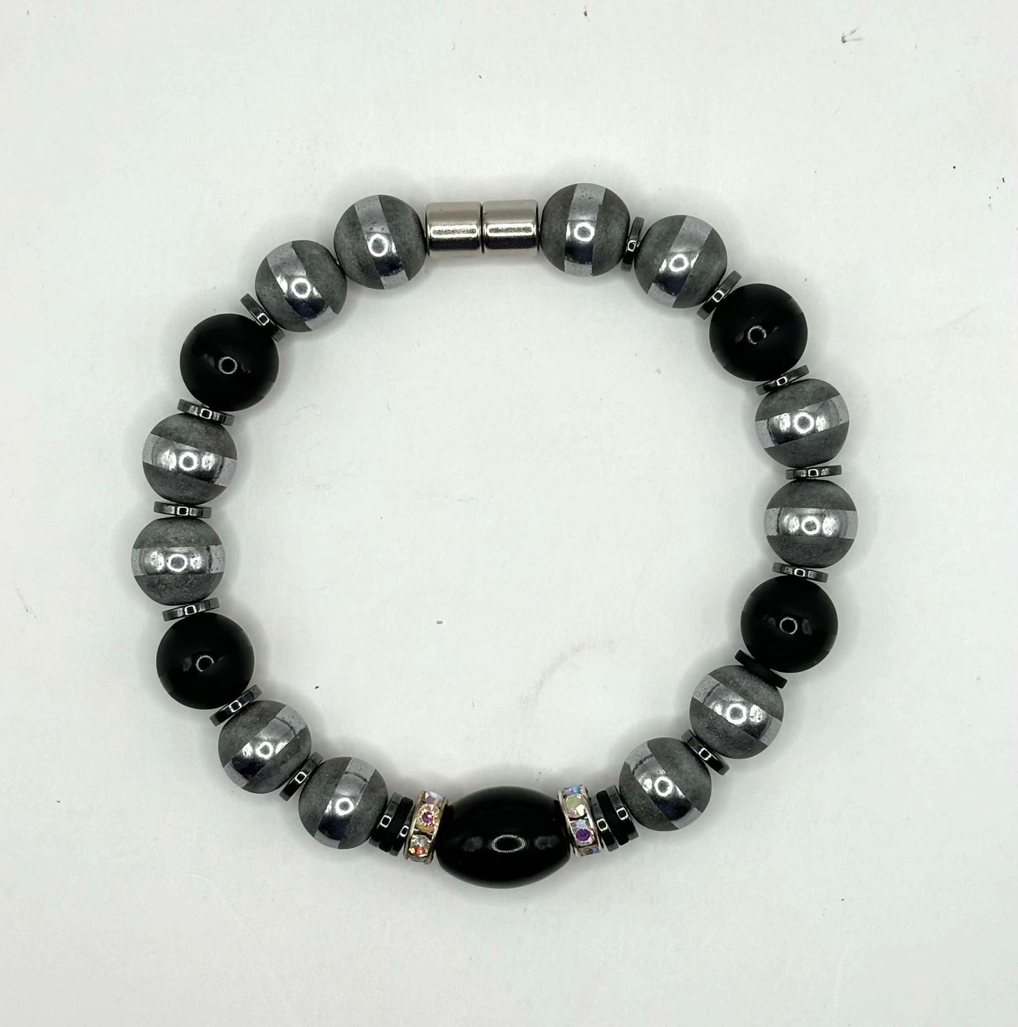 Matte Black Onyx and Silver 10mm