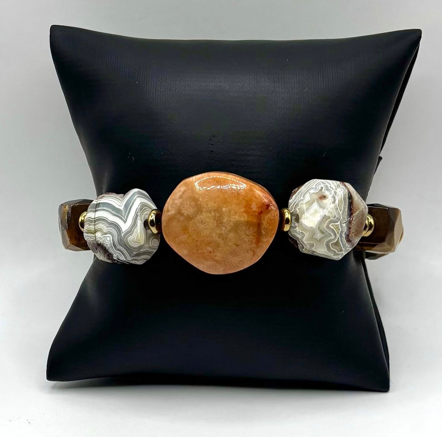 Tiger’s Eye & Fossil Coral Bracelet