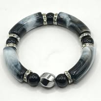 Gray Agate & Onyx Bracelet