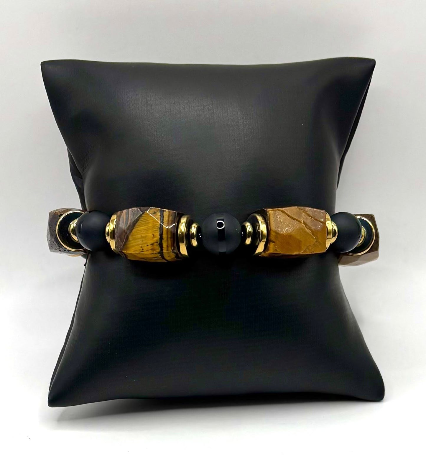 Tiger’s Eye & Black Onyx Power Bracelet – Strength, Courage & Protection