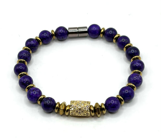 Purple Jasper & Gold Hematite Bracelet