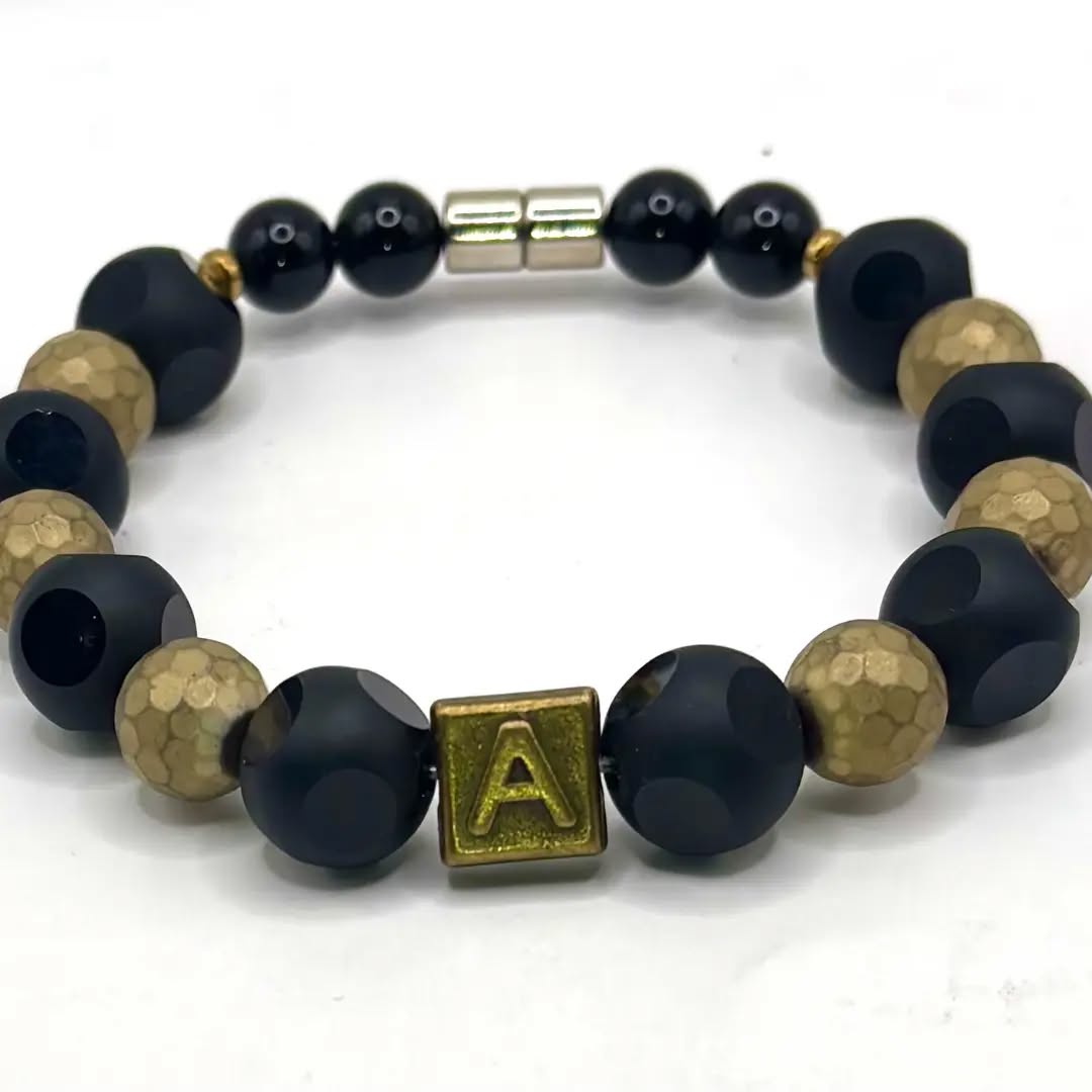 Signature A Black Onyx & Gold Statement Bracelet