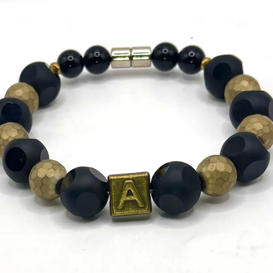 Signature A Black Onyx & Gold Statement Bracelet