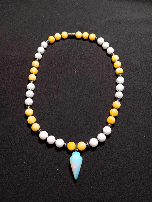 Yellow and White beaded Necklace