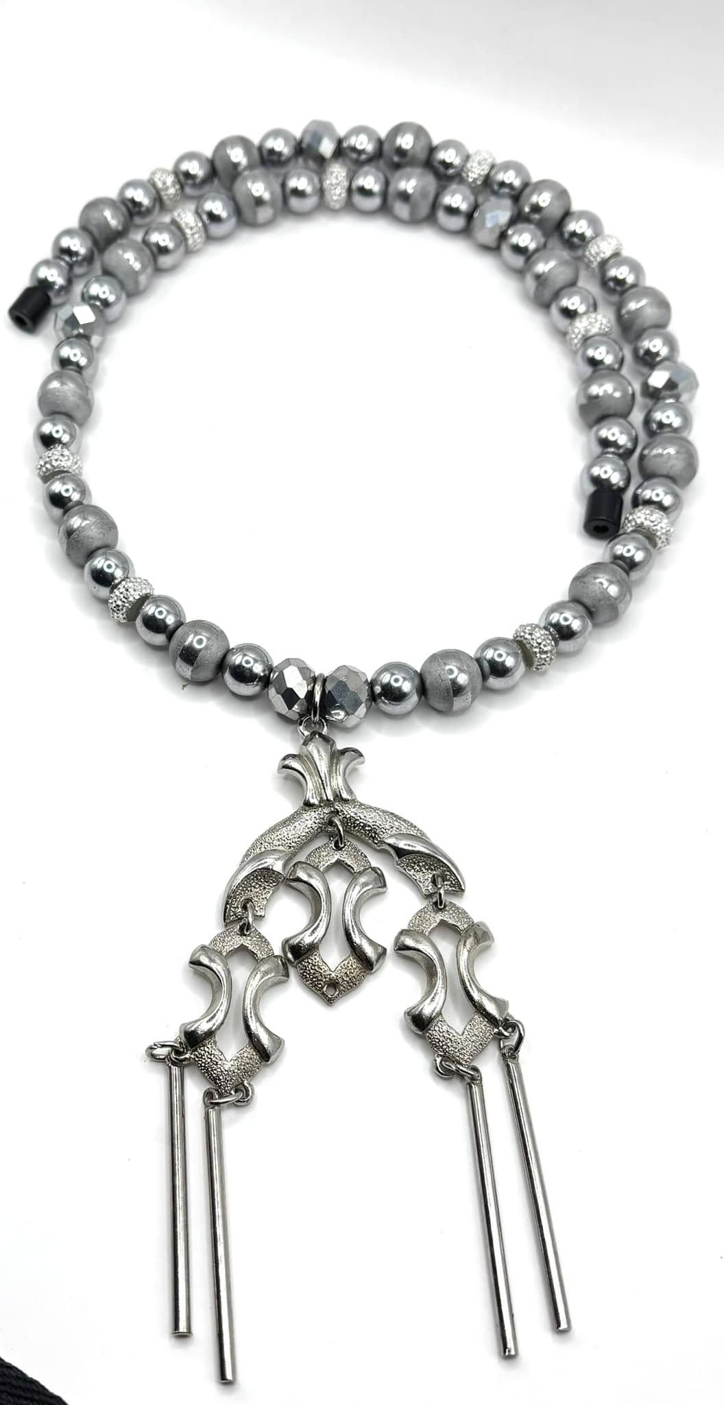 antique-style silver necklace