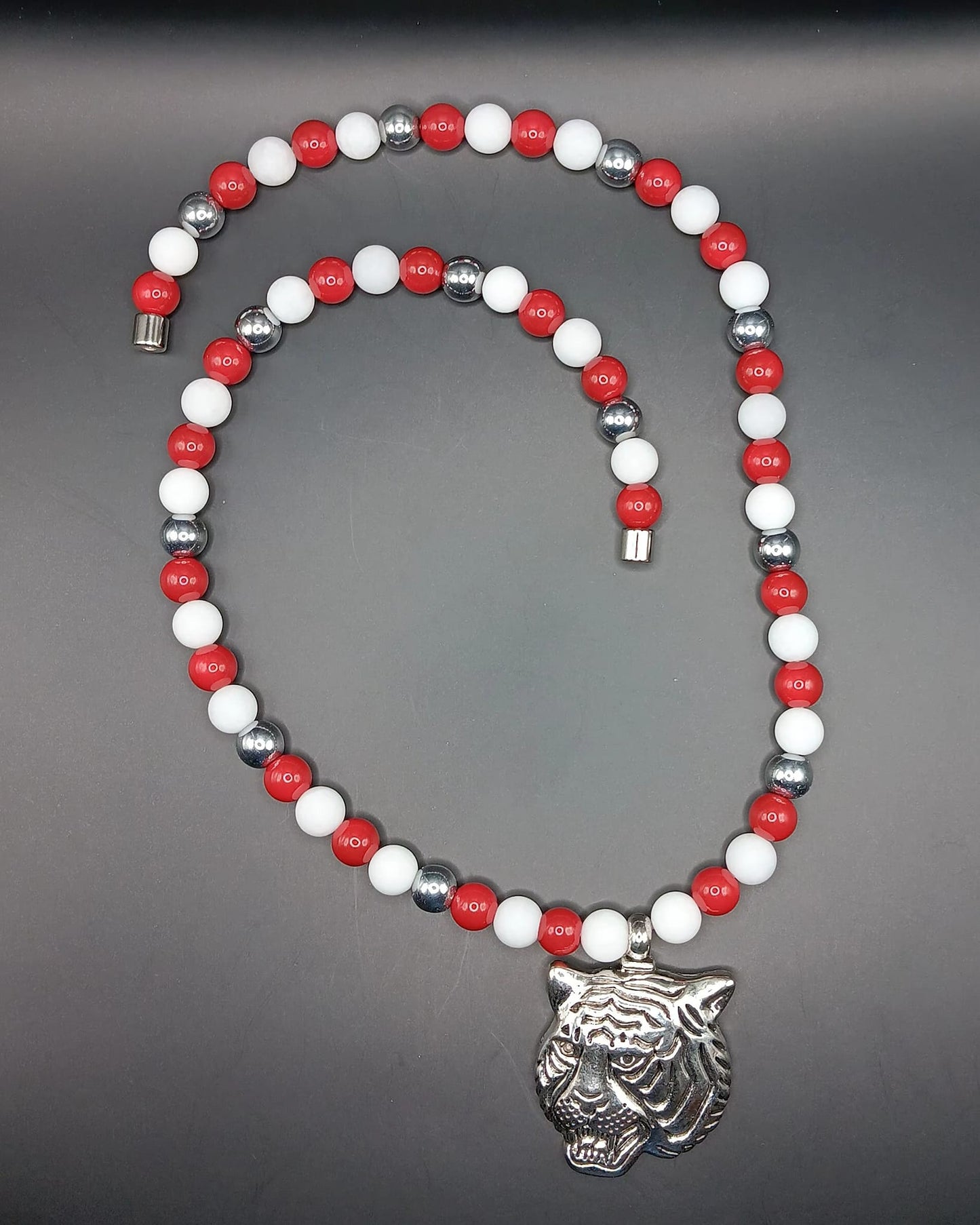 Red and White Tiger Necklace
