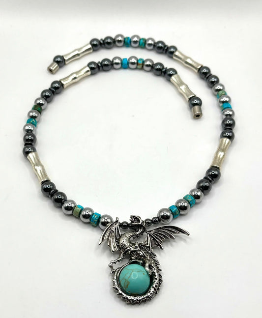 Dragon &amp; Turquoise Power Necklace – Strength, Protection &amp; Confidence