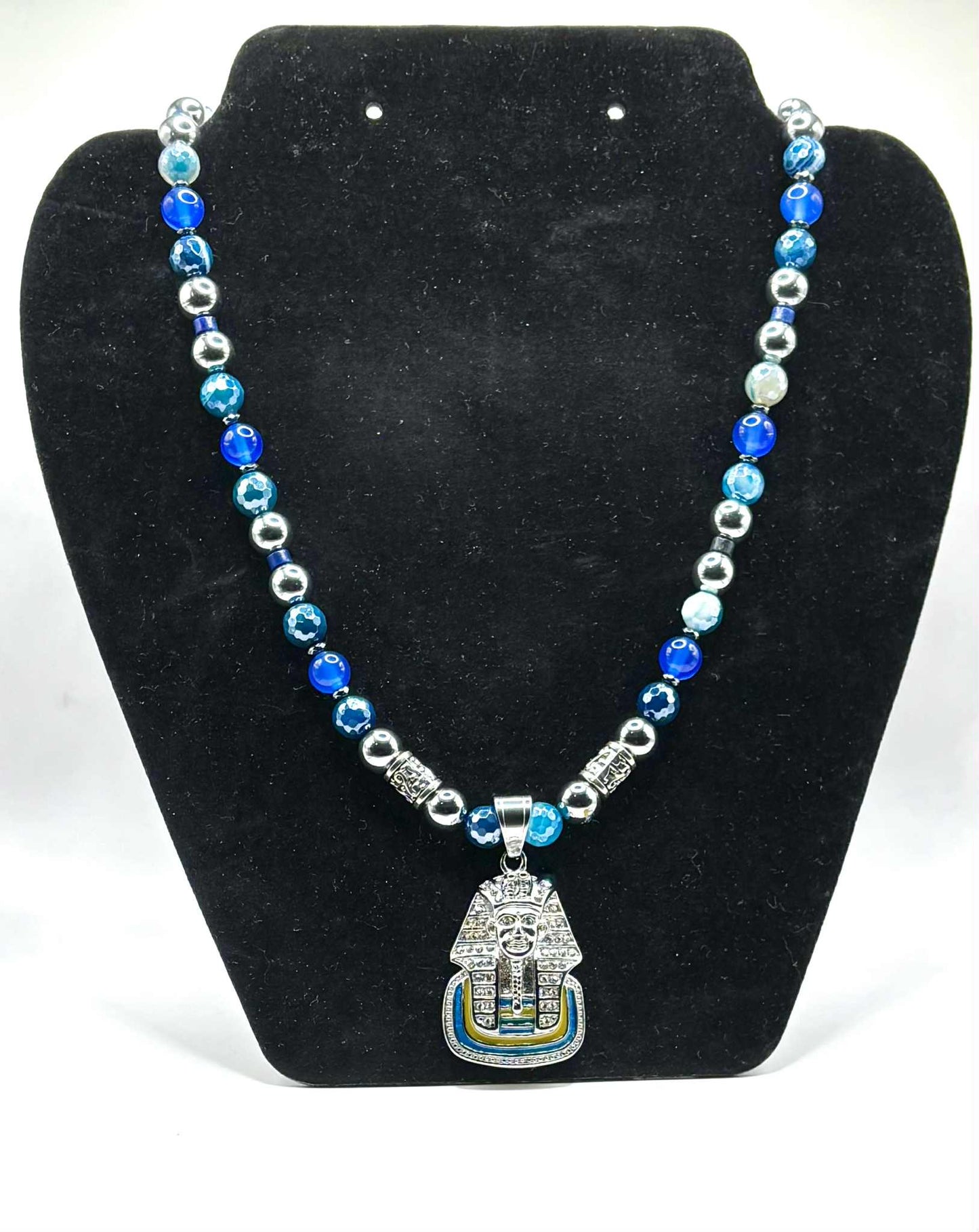 Blue Pharaoh Power Necklace – Wisdom, Strength &amp; Royal Energy