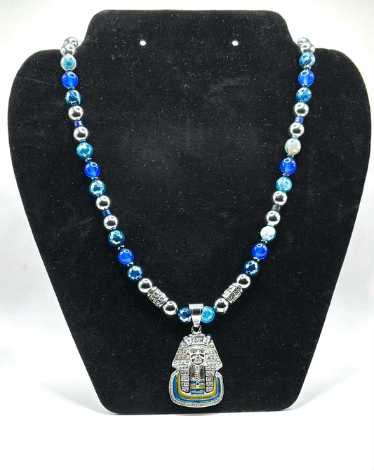 Blue Pharaoh Power Necklace – Wisdom, Strength &amp; Royal Energy