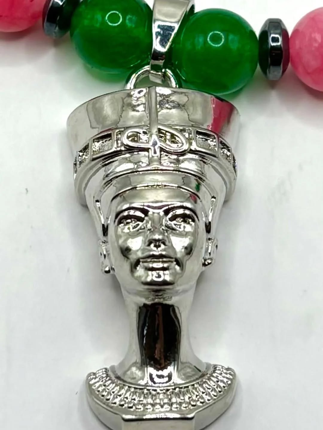 Pink & Green Nefertiti Necklace – Love, Strength & Heritage