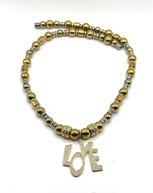 Gold & Silver LOVE Necklace – Shine, Confidence & Joy
