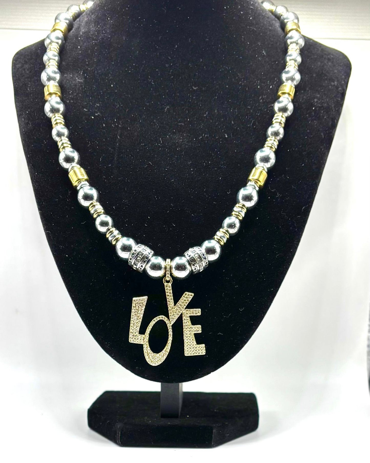 Silver & Gold LOVE Necklace – Shine, Balance & Joy