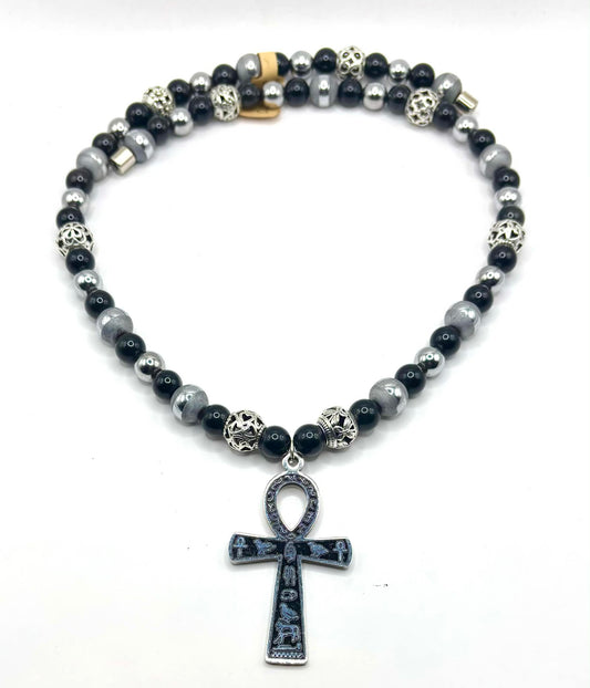 Celestial Pharaoh Guardian Ankh Necklace