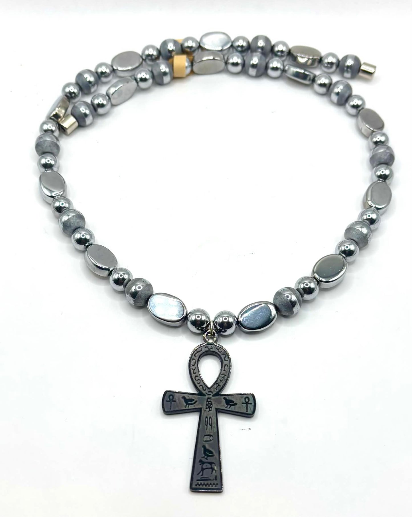 Silver Pharaoh Ankh Necklace