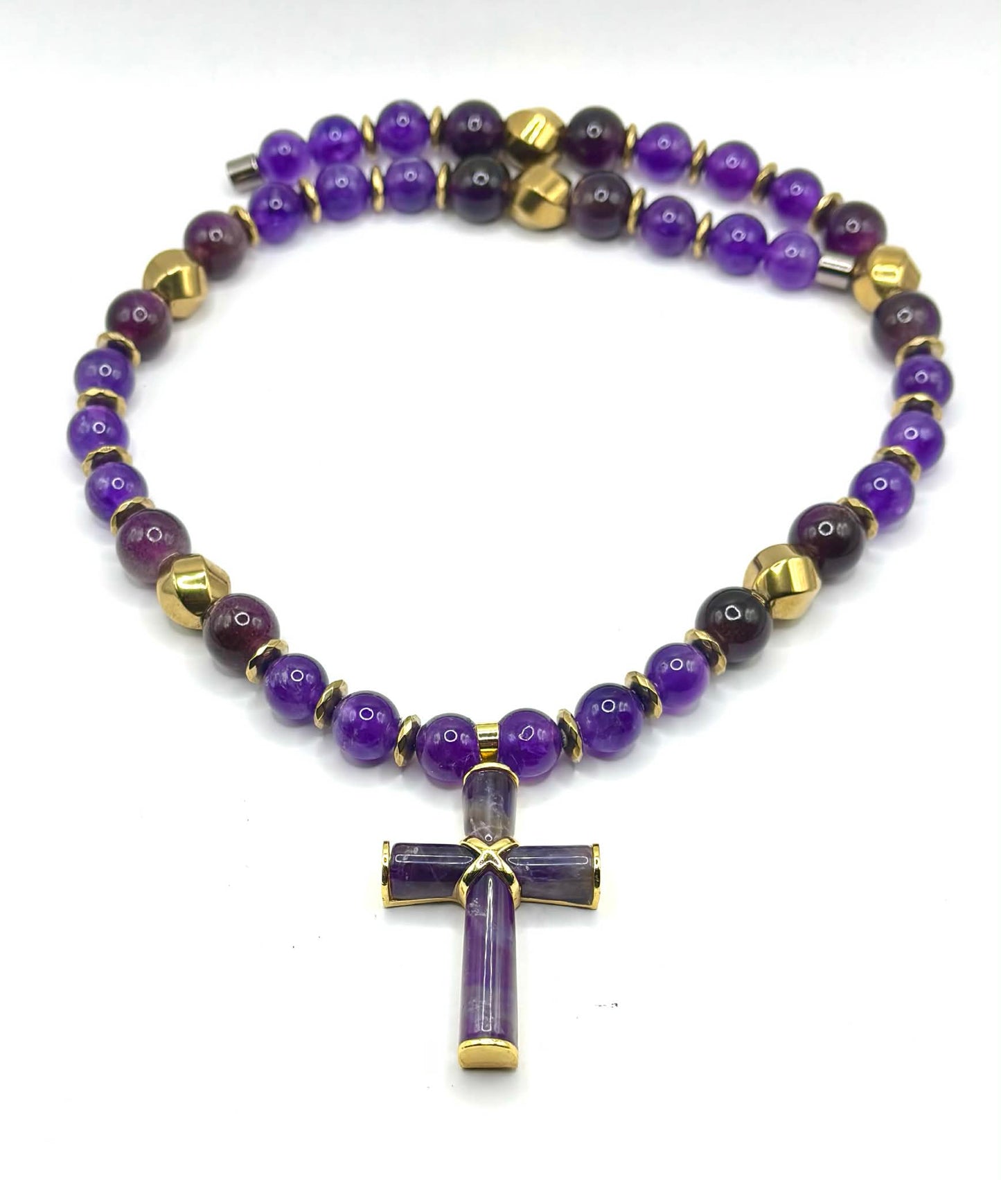 Royal Amethyst Faith Cross Necklace