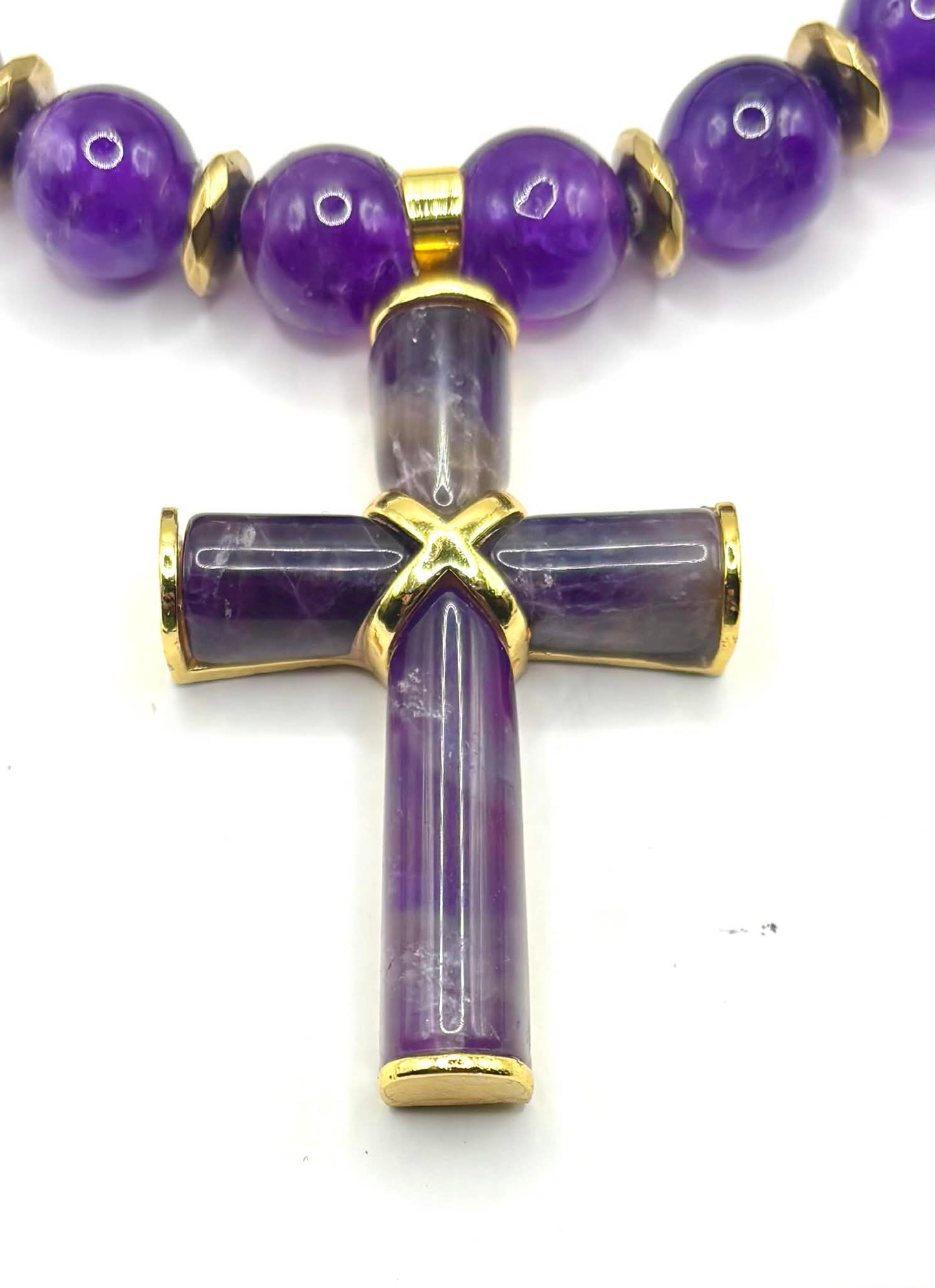 Royal Amethyst Faith Cross Necklace