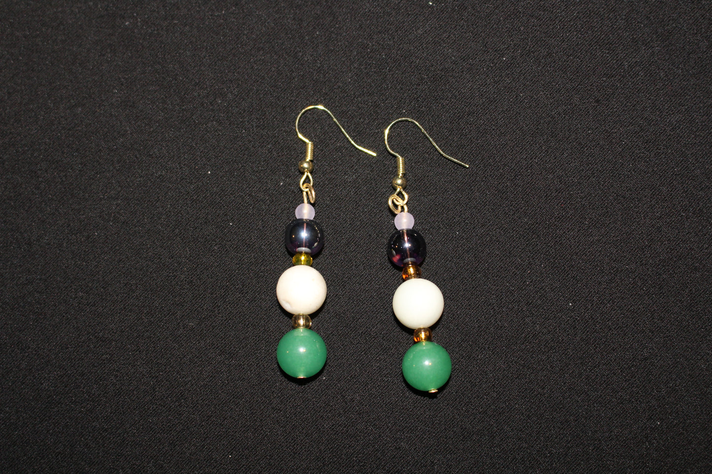 Green, White, and Clear Beaded Earring